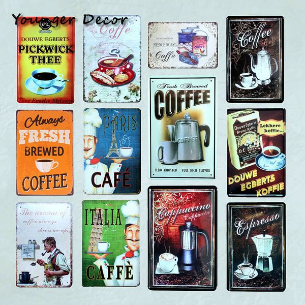 

paris cafe italia caffe metal signs bar pub coffeehouse wall decor vintage home decorative cool metal poster tin plaque ya070