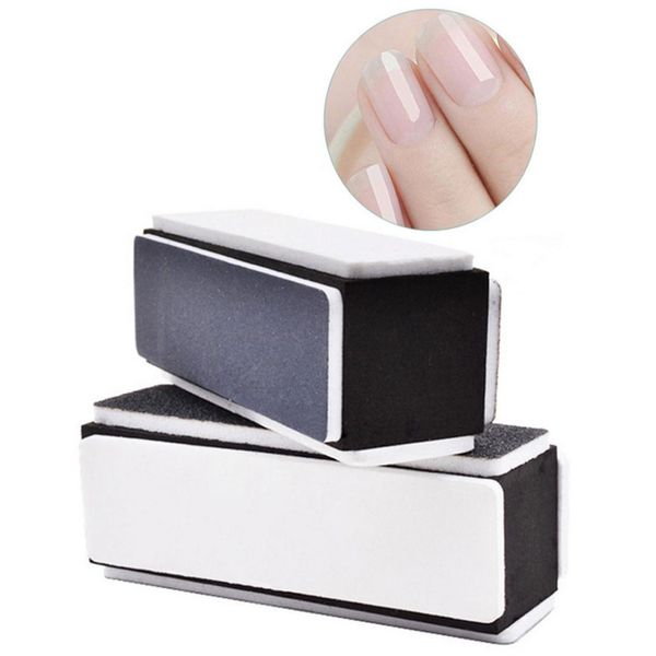 

durable four sides sponge nail tool polishing manicure block sanding nail art file classic black white