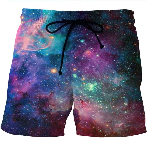 

love spark new galaxy mens sports shorts 3d blue space print boys jogging running gym summer shorts m to 6xl, Black;blue