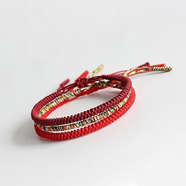 

this year pure handwoven bracelet diamond knot for men and women simple fashion red rope, Golden;silver