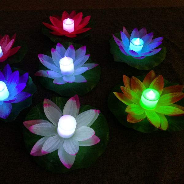 

artificial led floating lotus flower candle lamp for home garden wedding party decorations valentine's day gift