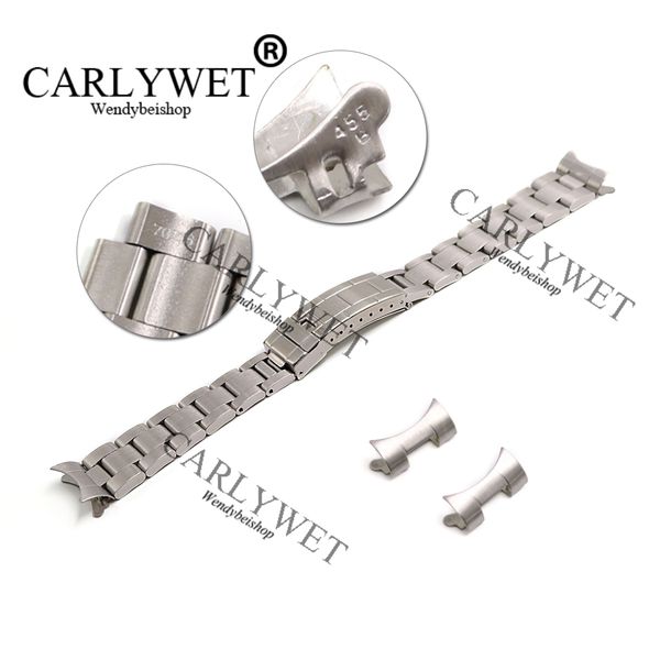 

carlywet 20мм нержавеющая сталь ссылки hollow изогнутый конец deployment glide замок застежка матовый браслет пряжка для 70216 455b, Black;brown