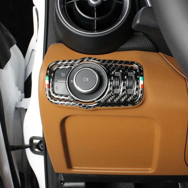 

carbon fiber car interior molding for alfa romeo giulia stelvio 2017 18 accessories headlight button frame car stickers