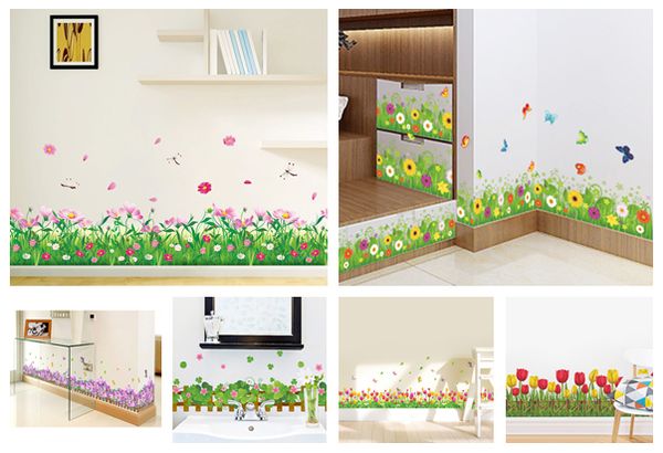 

% diy wall stickers home decor nature colorful flowers grass dragonfly stickers muraux 3d wall decals floral pegatinas de pared