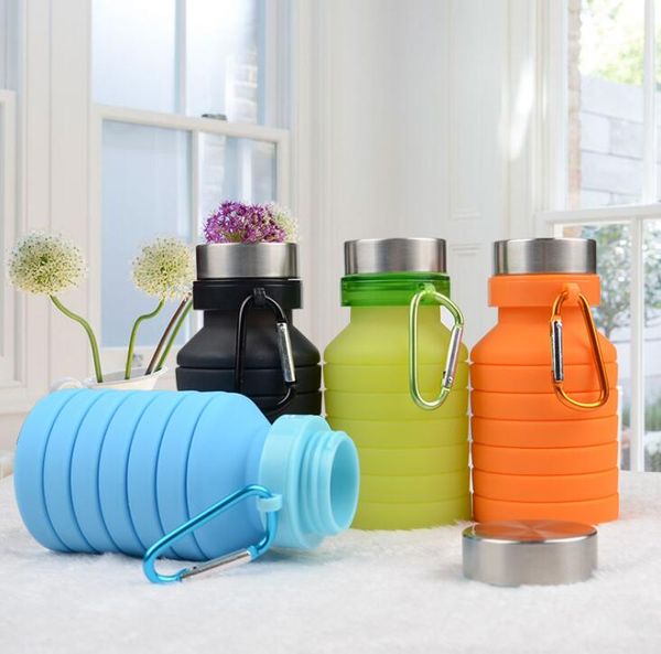 Teleskopische zusammenklappbare Wasserflasche, schwimmfähige Trinkflaschen, faltbares Trinkgeschirr, tragbare Outdoor-Tasse, Reisetrinken, einziehbare Sportflasche
