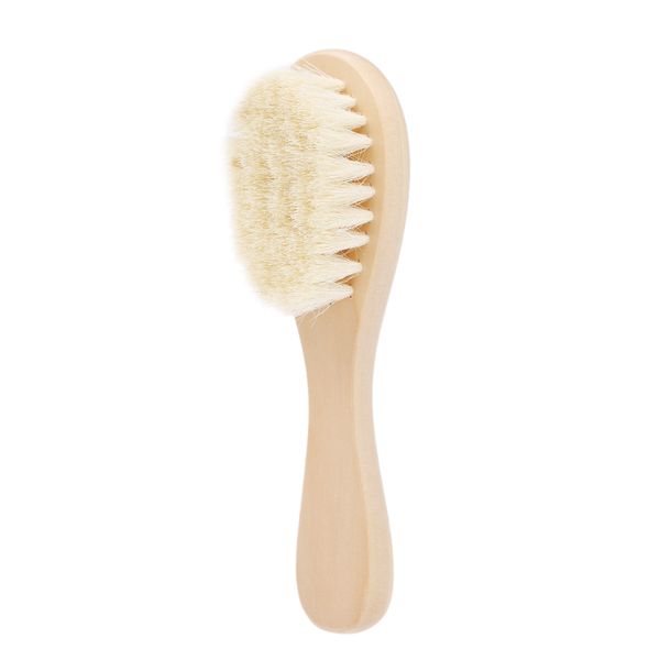 

new wooden handle brush baby hair brush comb wood handle newborn baby hairbrush infant comb soft wool hair scalp massage comb, Silver
