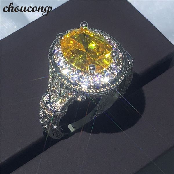 

choucong vintage ring gold color diamond 925 silver anniversary wedding band rings for women bijoux valentine's gift, Slivery;golden