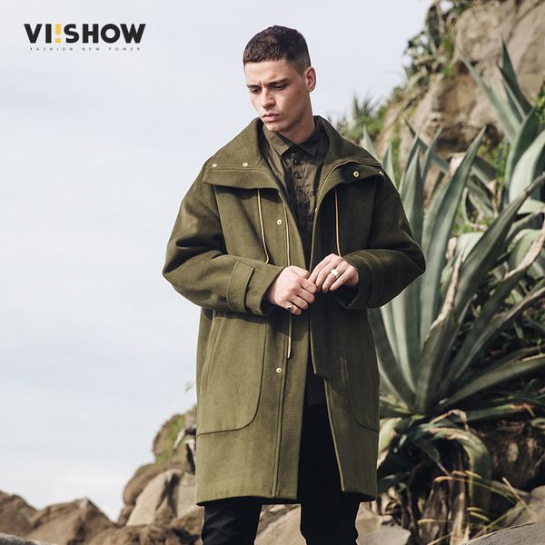 

viishow new long trench coat men 2017 fashion gabardina larga hombre brand-clothing erkek mont army green mens overcoat fc212817, Tan;black