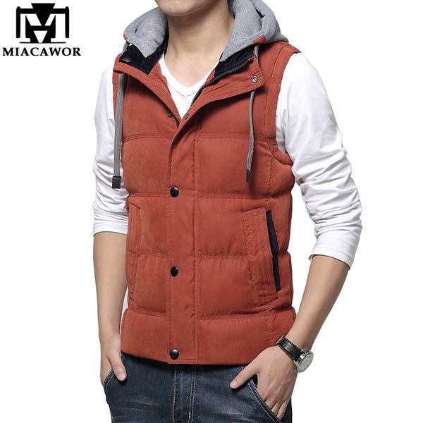 

2017 new winter brand hooded vest mens warm sleeveless jacket homme casual vests & waistcoats men cotton-padded mj423, Black;white