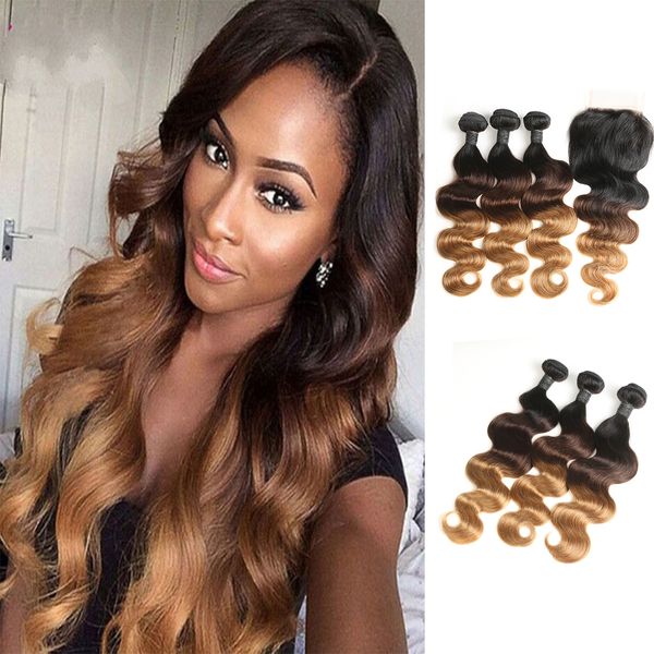 

8a ombre hair raw indian virgin hair body wave bundle with clo ure 1b 4 27 ombre body wave hair weave with 4x4 clo ure body wave