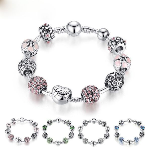 

Горячий стиль тонкие тибетские серебряные бусины браслет Пандора подвески стекл