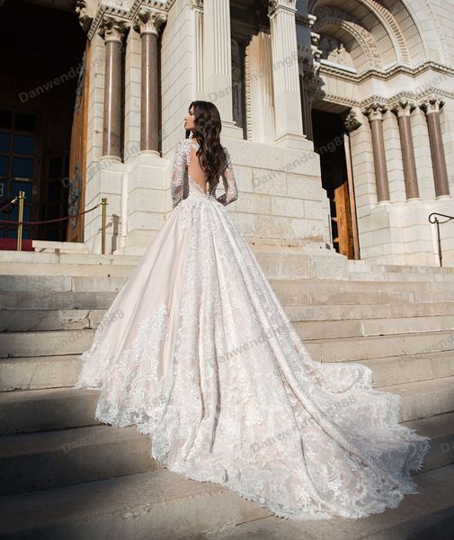 

elegant champagne&/ivory sleeves applique a-line wedding dresses bridal pageant dresses wedding attire dresses custom size 2-16 zw712191, White