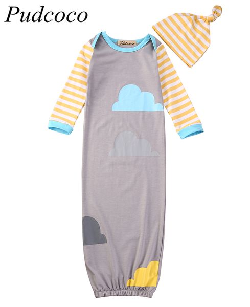 

pudcoco cotton small baby 0-12m sleeping bag swaddler swaddling blanket infant wrap hat 2pcs  dropshipping