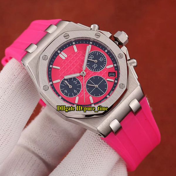 

модные женские часы royal 26231st rose red dial blue subdial miyota vk67 кварцевый хронограф женские часы стальной корпус розовый красный ре, Slivery;brown