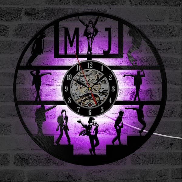 

michael jackson king music led record clock creative round decor wall clock gift for mj fans hnaging