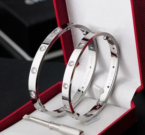 

Fashion Stainless New Rose Gold 316L Steel Screw Bangle Charms Bracelet With Screwdriver And Original Box Never Lose