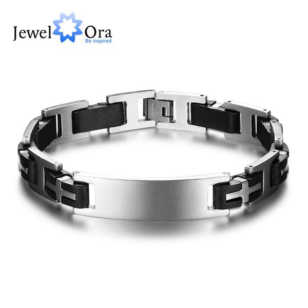 

225mm cross surround stainless steel men bracelet fashion jewelry classic bracelets & bangles (jewelora ba101588, White