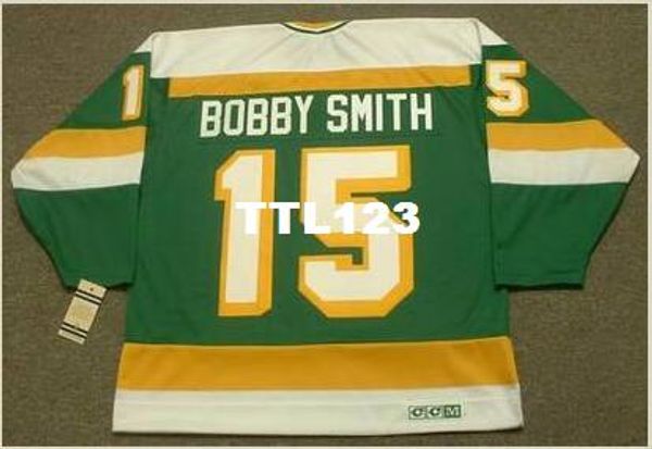 

men #15 bobby smith minnesota north stars 1981 ccm vintage home hockey jersey or custom any name or number retro jersey, Black;red