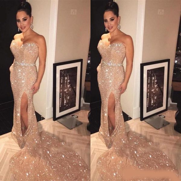 

gold prom evening dresses 2020 strapless backless appliques sequins elegant formal celebrity party gowns custom, Black;red