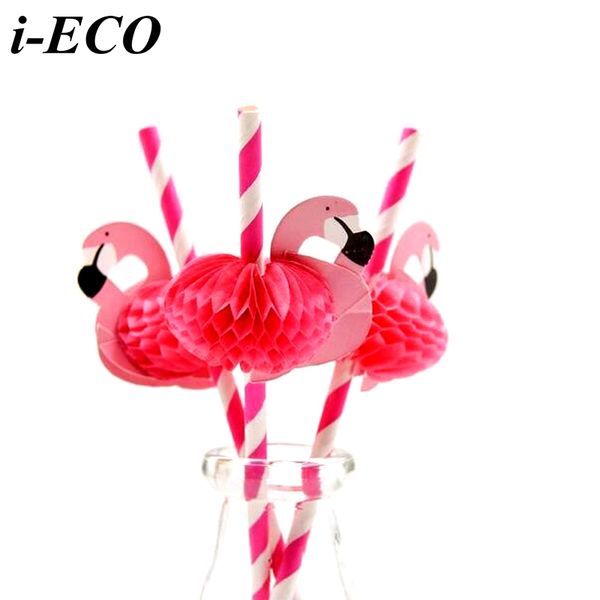 

10pcs diy 3d flamingo paper straws drinking straws party favors birthday/wedding/pool party decoration flamingo supplies
