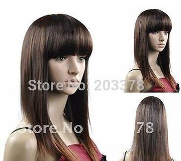 Parrucche per capelli sexy castano scuro lunghi FIXSF580 nuovo stile per donne alla moda