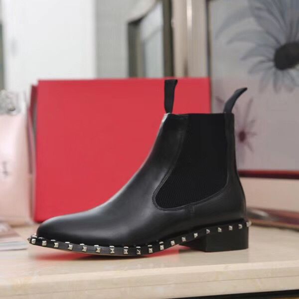 

latest luxury women designer boots martin spikes boots arrival high women casual shoes 100% real leather coarse size 35-40 winter shoes, Black