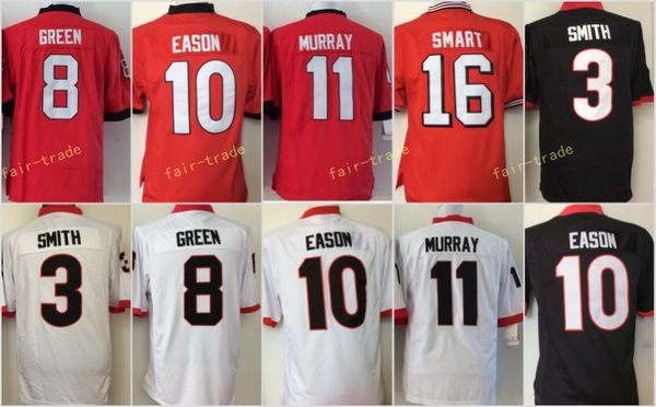 

NCAA Georgia Bulldogs 3 Roquan Smith 8 A.J. Green 10 Jacob Eason 16 Kirby Smart 11 Jake Fromm White Red Black Stitched College Football