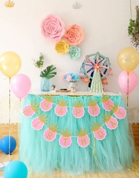 Feliz aniversário banner conjunto papel pompom borla festão festa pendurado decoração