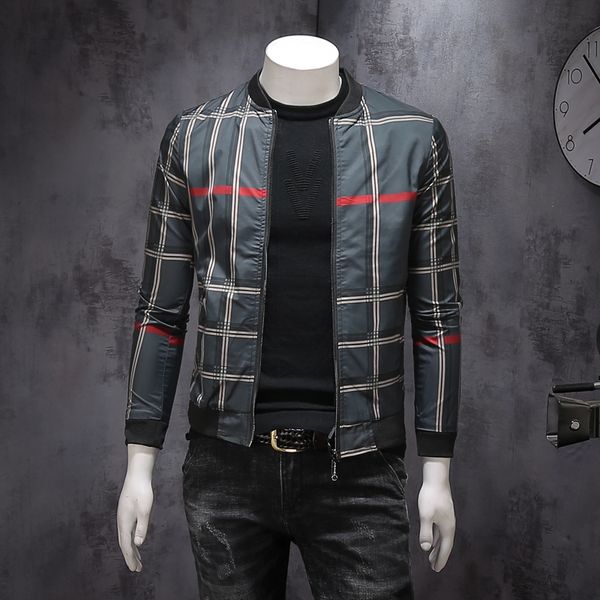 

autumn coat male handsome man fashionable man's lattice jacket men's spring and autumn casual coat, Black;brown