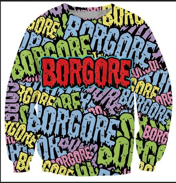 

wholesale-new fashion womens/mens colorful graffiti borgore logo letters 3d print hooded sweatshirts jumper fashion clothing szs012, Black