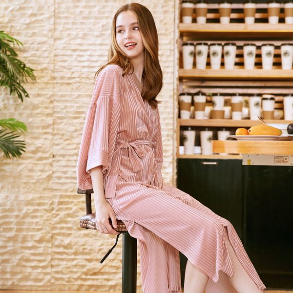 

women pajamas sets autumn spring casual fashion pleuche ladies split pants home women pajamas suits, Blue;gray