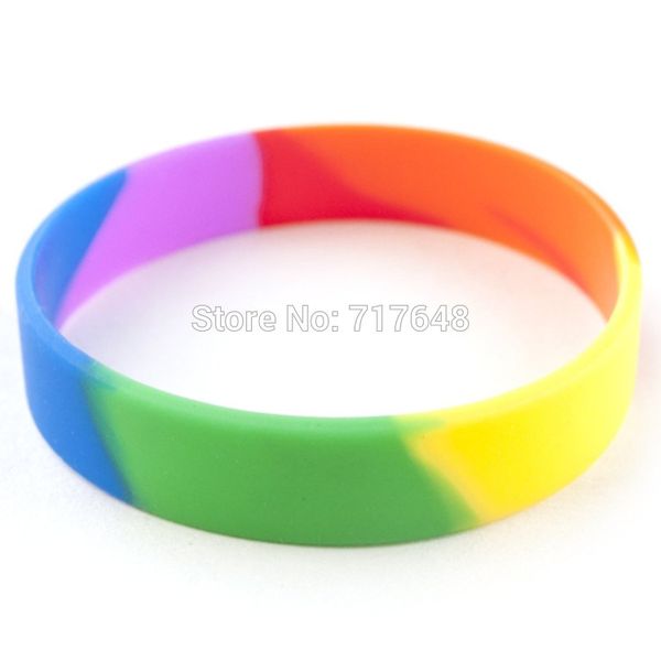 

1pc plain rainbow pride wristband silicone bracelets, White