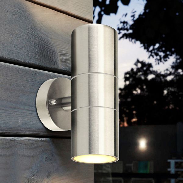 

stainless steel garden light up down wall light gu10 ip65 double outdoor wall light led wall decoration ac 85-265v waterproof