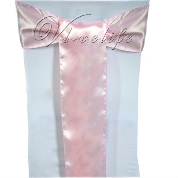 

wholesale-by express 25pcs pink satin chair sashes bows 15cmx275cm wedding