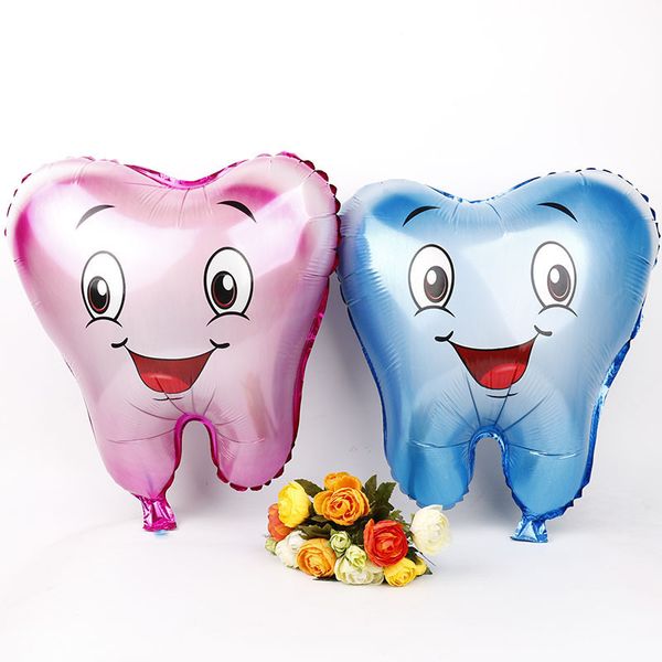 

large tooth shape foil balloons pink blue color kids lovely air inflatable globos happy birthday party decoration baby shower party supplies