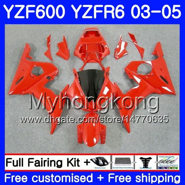 Corpo para YAMAHA YZF-600 YZF-R6 03 YZF R6 2003 2004 2005 Carroçaria TODOS Lustroso vermelho quente 228HM.32 YZF 600 R 6 YZF600 YZFR6 03 04 05 Kit de Carcaças