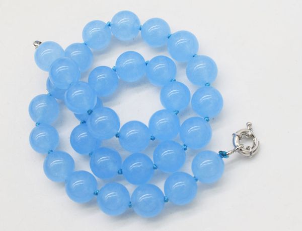 

light blue jades round 12mm necklace 17" nature fppj wholesale, Silver