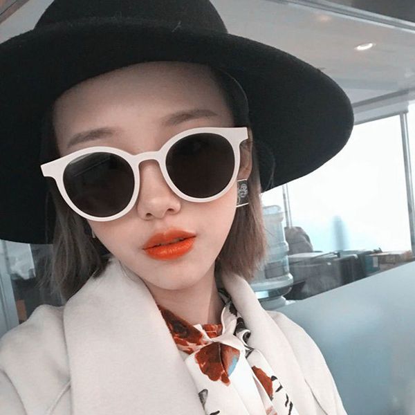 

[el malus]new round frame sunglasses women retro brand designer pink green yellow sun glasses female fashion outdoor driving sg024, White;black