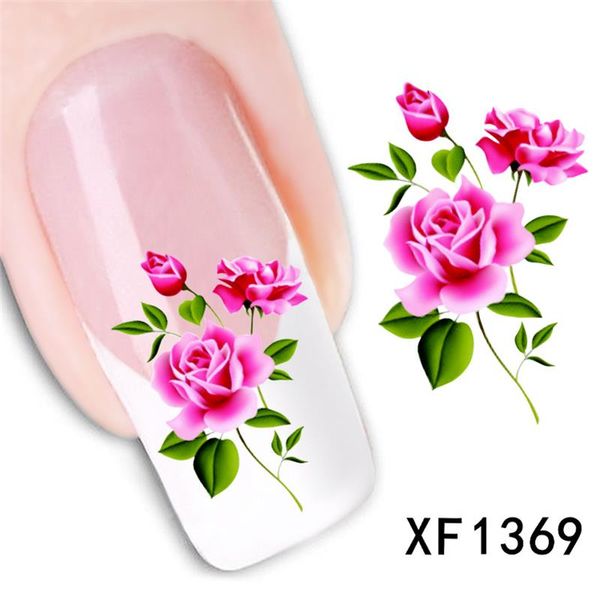 

rose design water transfer nails art sticker decals lady women manicure tools nail wraps decals wholesale, Black