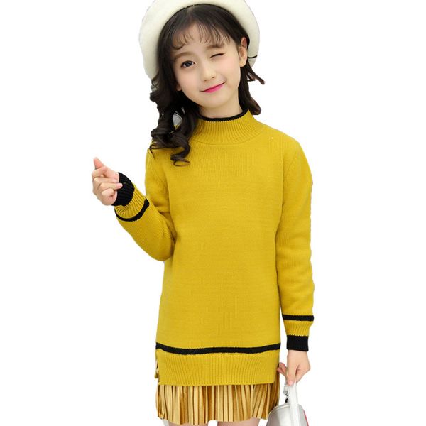 

girls sweaters 2018 autumn winter baby cardigan yellow brown green black thick warm kids sweaters 3-11 years new fashion clothes, Blue