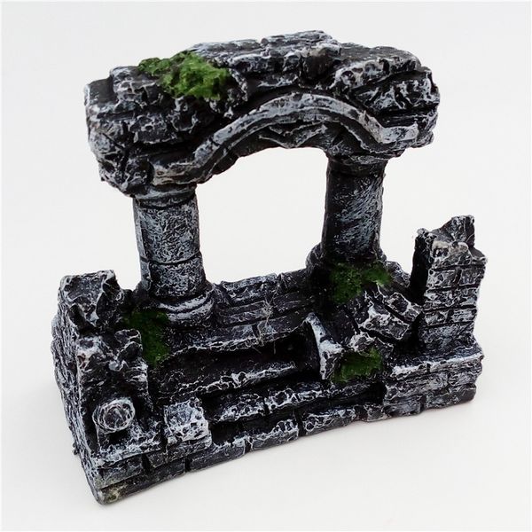 2019 Aquarium Decoration Resin Rome Square Stone Pillars Aquarium