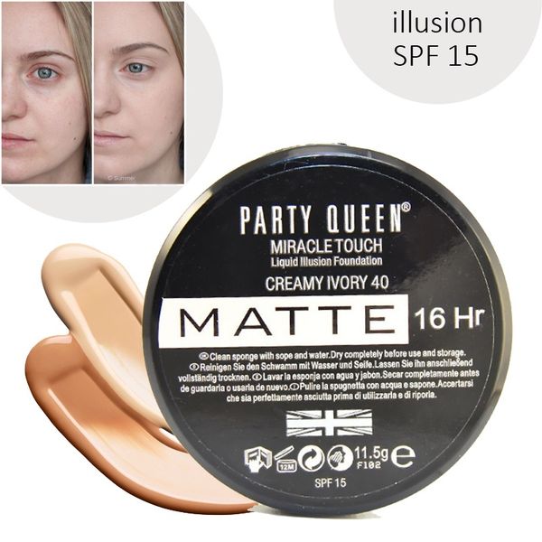 

Party queen miracle touch liquid illu ion matte foundation pf 15 long la ting mou e face makeup profe ional facial makeup