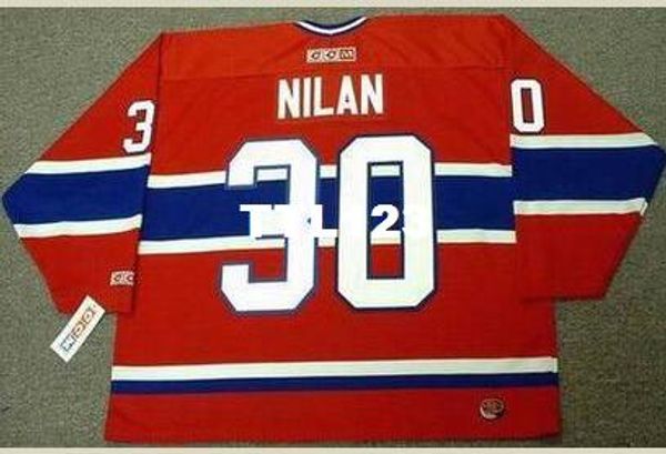 

mens #30 chris nilan montreal canadiens 1986 ccm away home hockey jersey or custom any name or number retro jersey, Black;red