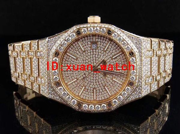 

Luxury aaa men 039 ro e gold diamond calendar watch full diamond erie manufacturer upply apphire mirror new product