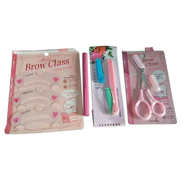 

4pcs professional eyebrow shaping tools set makeup razor scissors combs