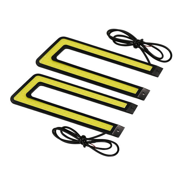

2pcs cob 6000k led daytime running light drl fog lamp u shape dc12v super bright white color for universal car