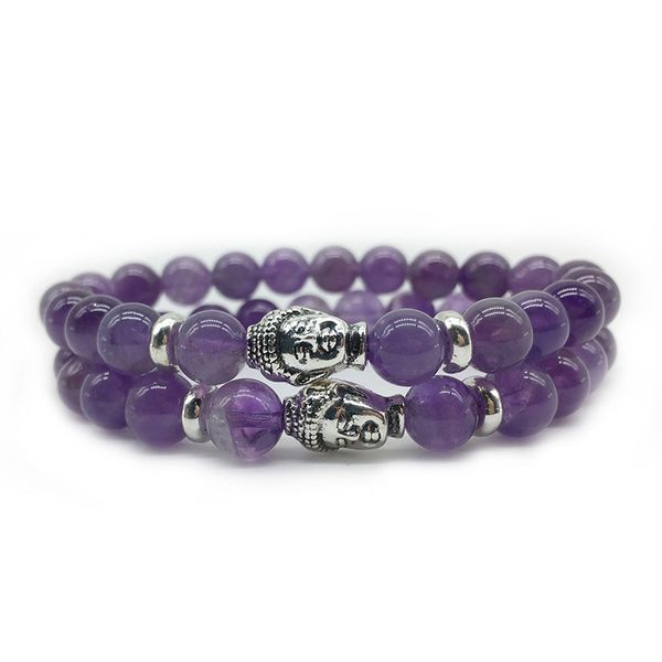 

men natural stone mala bead buddha bracelets balance chakra amethystine purple pink quartz lapis lazuli bronzite bracelet 8mm, Golden;silver