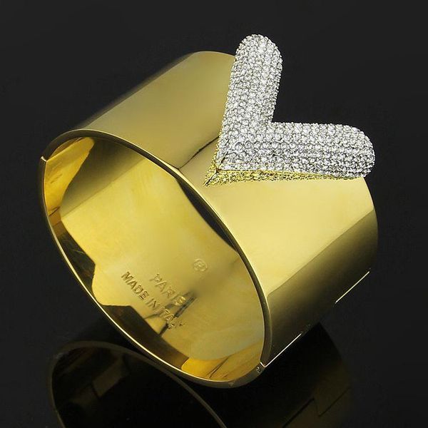 

JewelryStore999 316L титановая сталь письмо белый бриллиант цвета пара браслет из 18-каратн