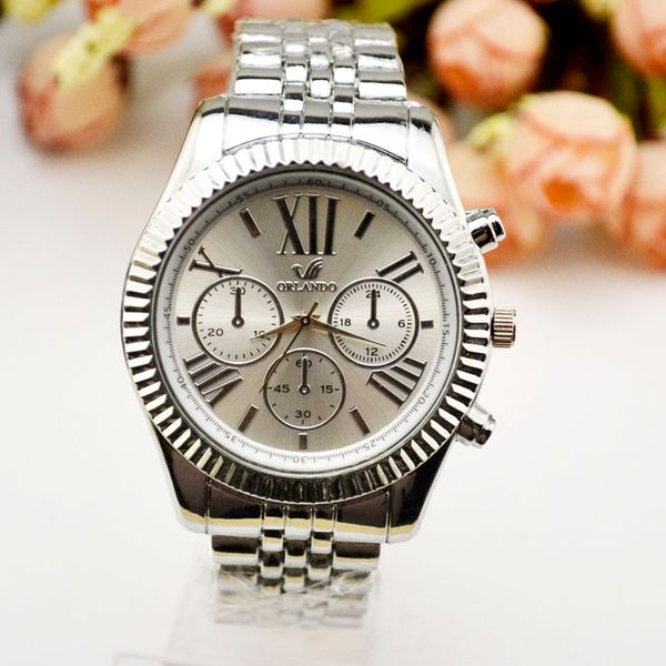 

jhlf quartz watch watch men's steel band watches three eyes six needles factory direct taobao stall gift table, Slivery;brown