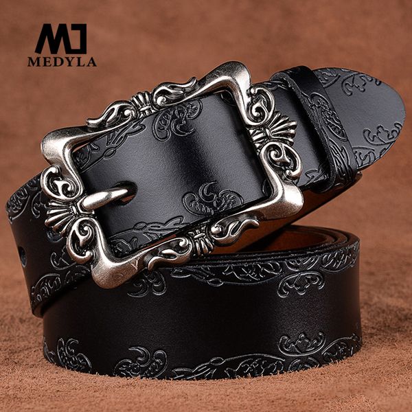 Medyla Luxury Pin Buckle Brand Designer Belts Cowhide Women High